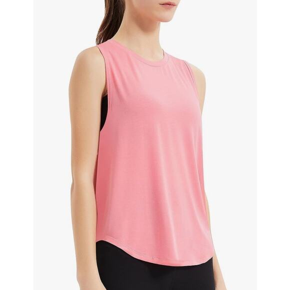 KPSUN Women's S Workout Tank Top Lightweight Sleeveless Loose Fit Athletic Pink - Picture 2 of 5
